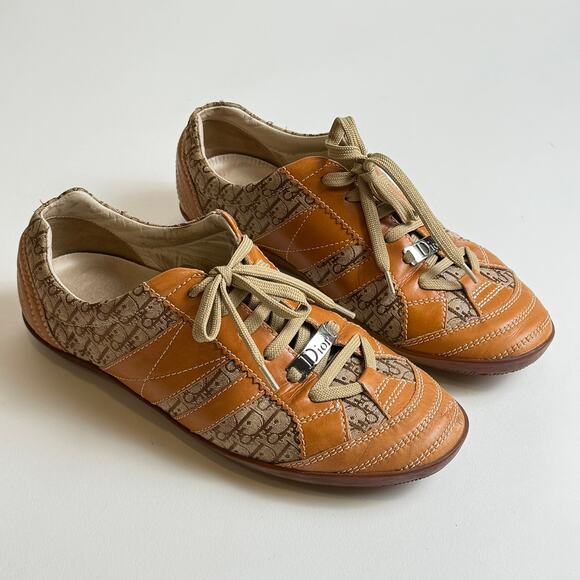 Christian Dior Vintage Y2K Monogram Canvas & Leather Casusal Sneakers Size 38